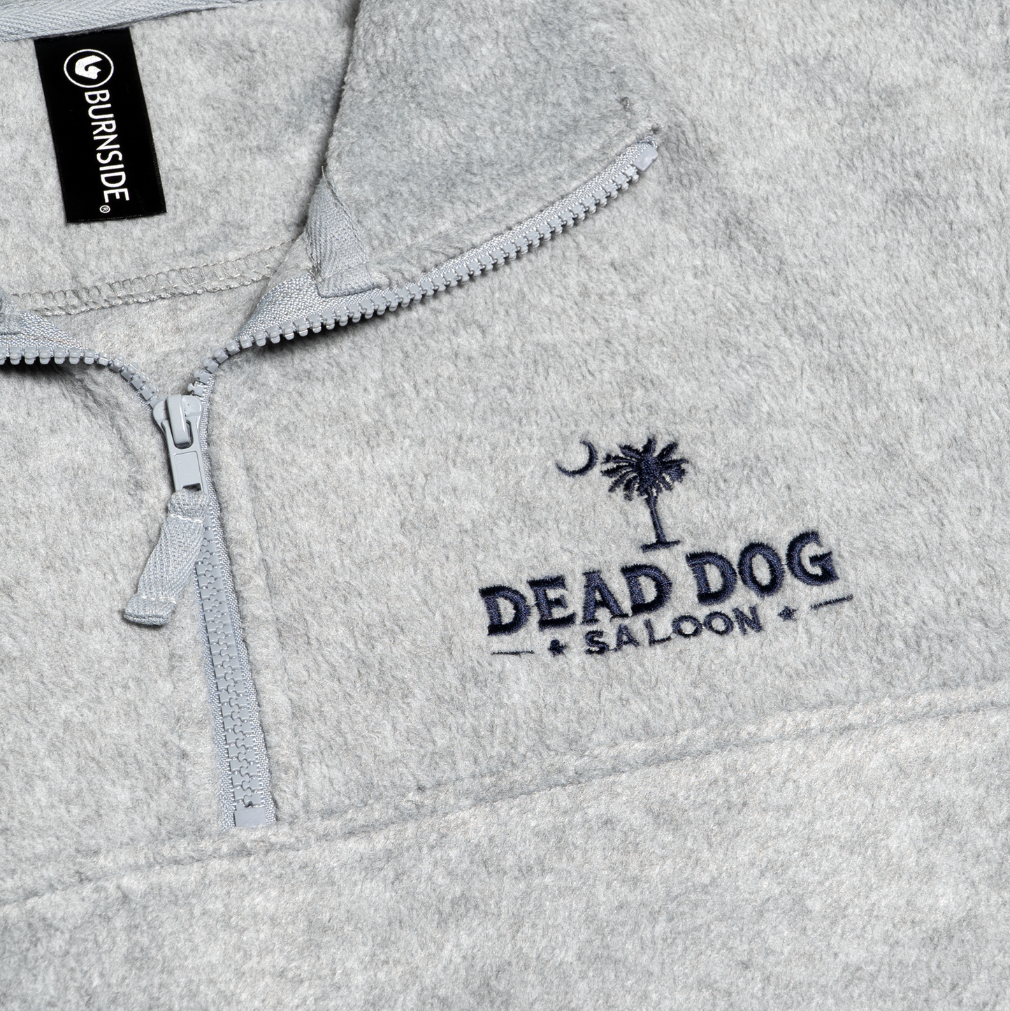 Gray Palm Tree Quarter Zip Fleece Pullover
