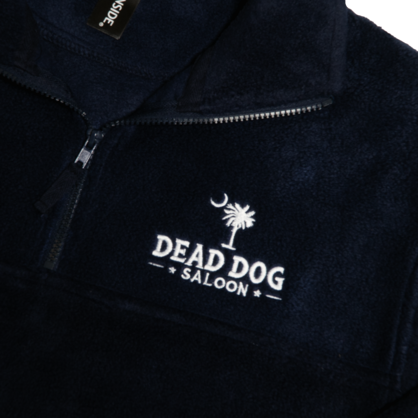 Navy Palm Tree Quarter Zip Fleece Pullover