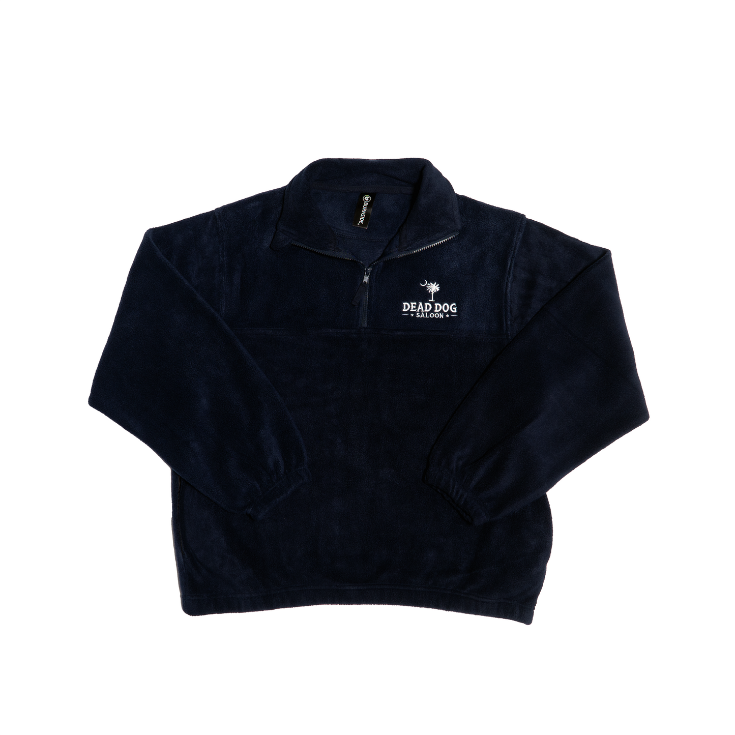 Navy Palm Tree Quarter Zip Fleece Pullover